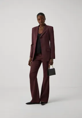 One-button jacket in linen dark plum