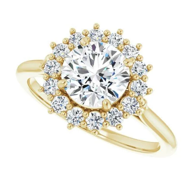 Ophelia - Prong Set Halo Engagement Ring - Setting only