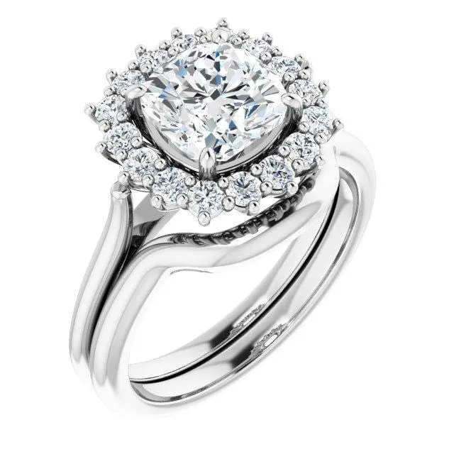 Ophelia - Prong Set Halo Engagement Ring - Setting only