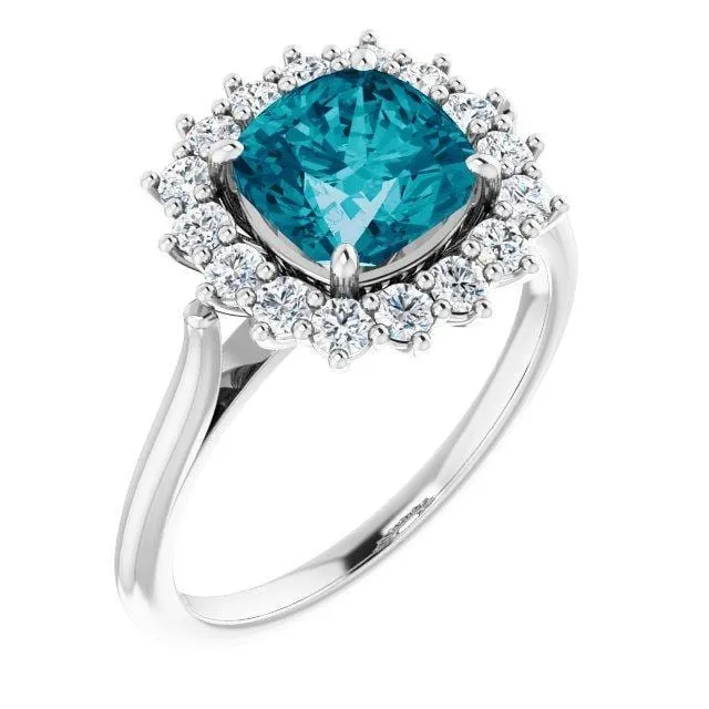 Ophelia - Prong Set Halo Engagement Ring - Setting only