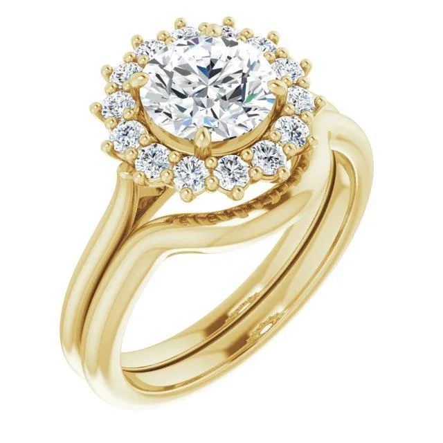 Ophelia - Prong Set Halo Engagement Ring - Setting only