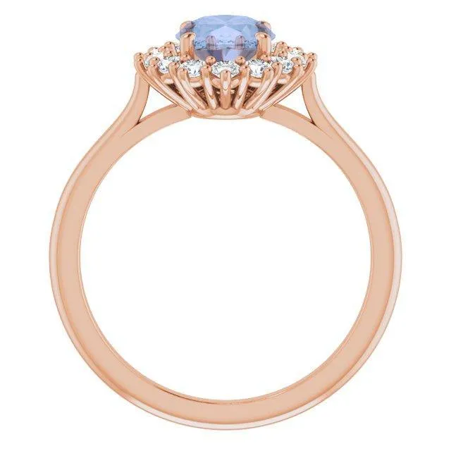 Ophelia - Prong Set Halo Engagement Ring - Setting only