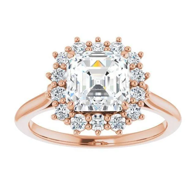 Ophelia - Prong Set Halo Engagement Ring - Setting only