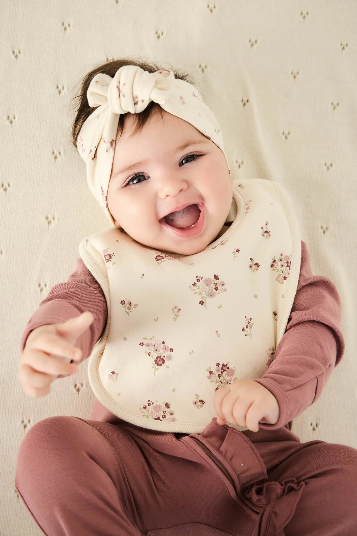 Organic Cotton Bib - Lauren Floral Tofu