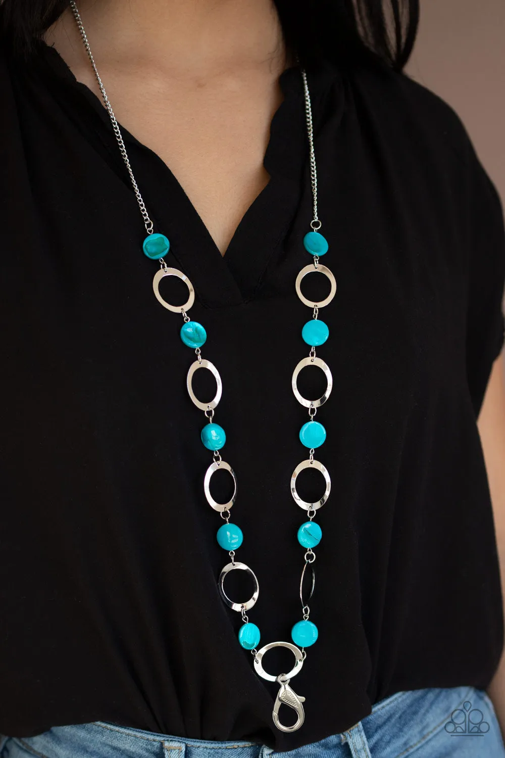 Paparazzi SHELL Your Soul - Blue Lanyard Necklace