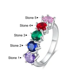 Personalized 5 Birthstone Rings For Women