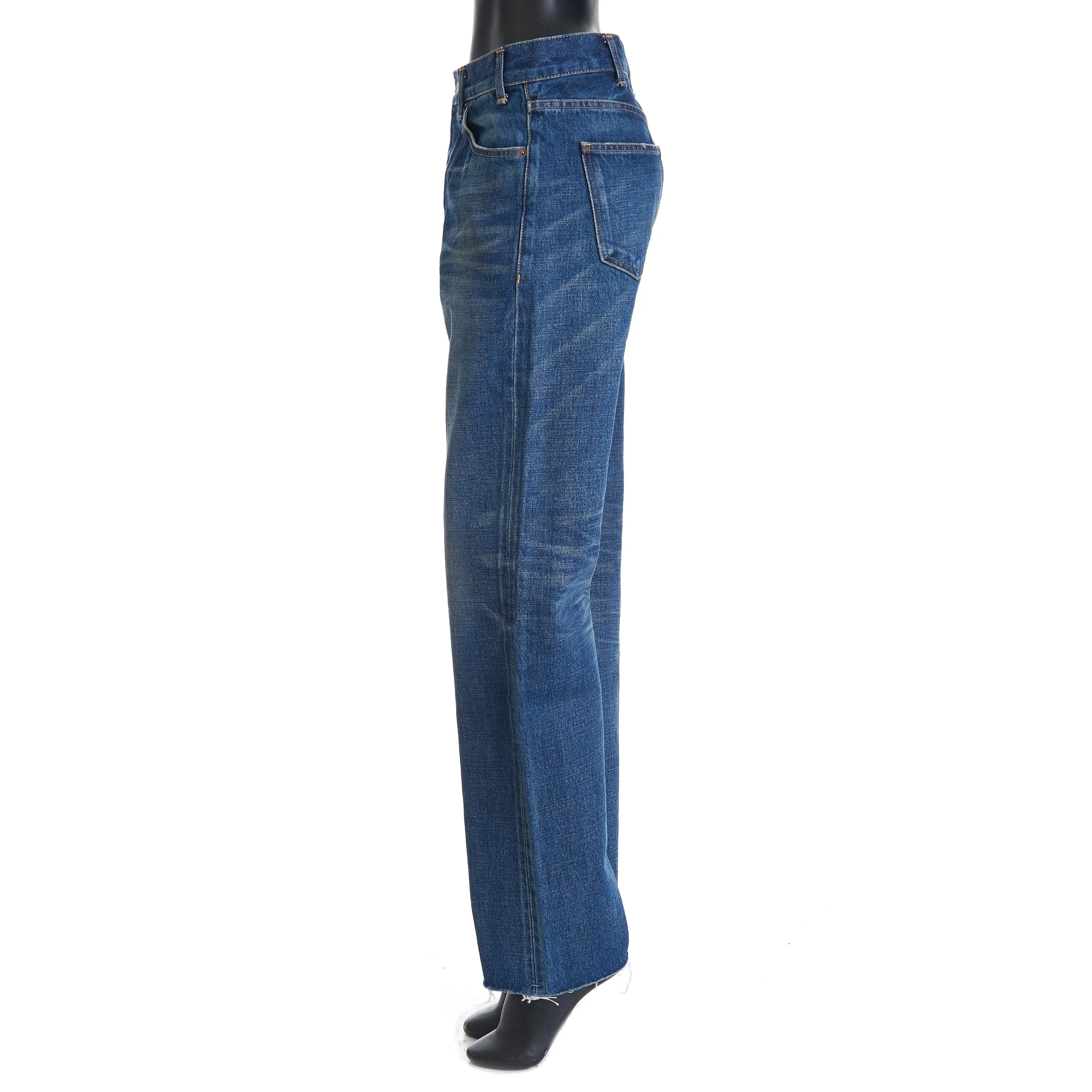 Polly Jeans In Dark Union Wash Denim With Raw Seams