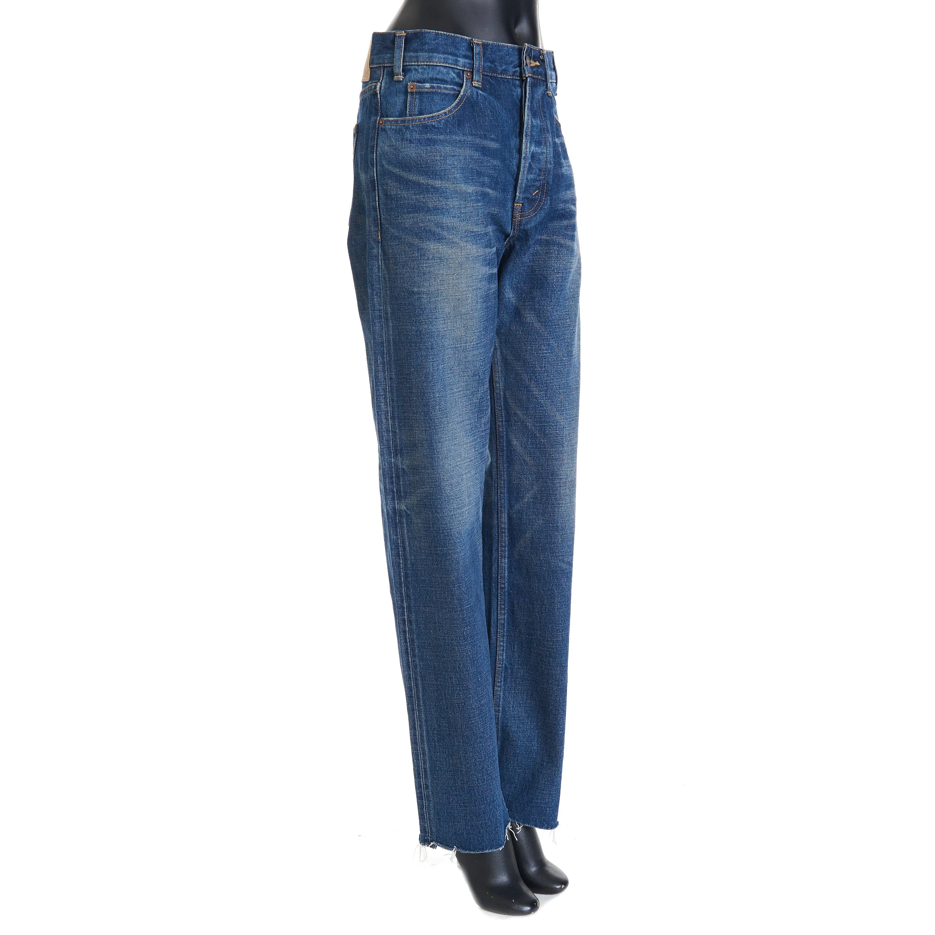 Polly Jeans In Dark Union Wash Denim With Raw Seams