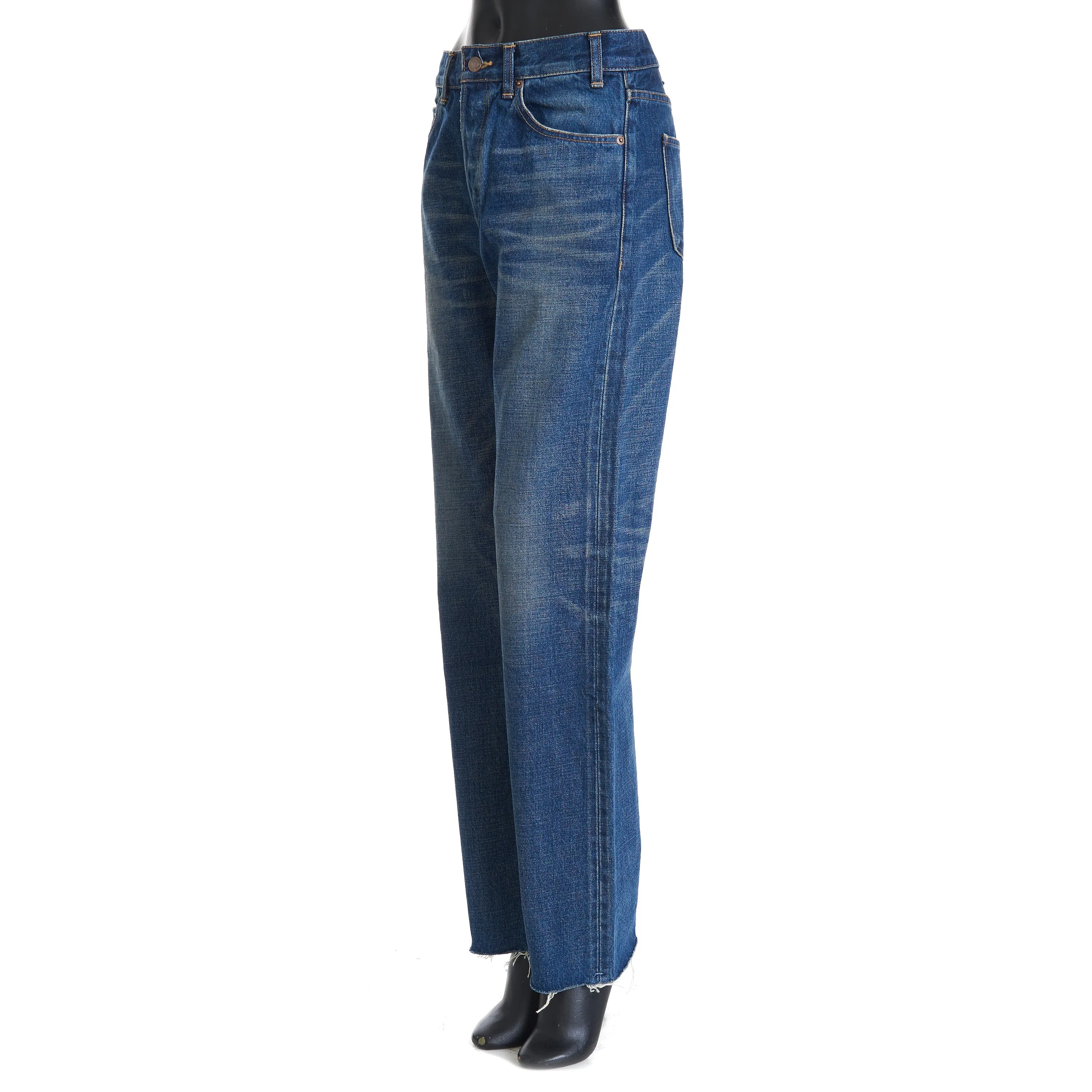 Polly Jeans In Dark Union Wash Denim With Raw Seams