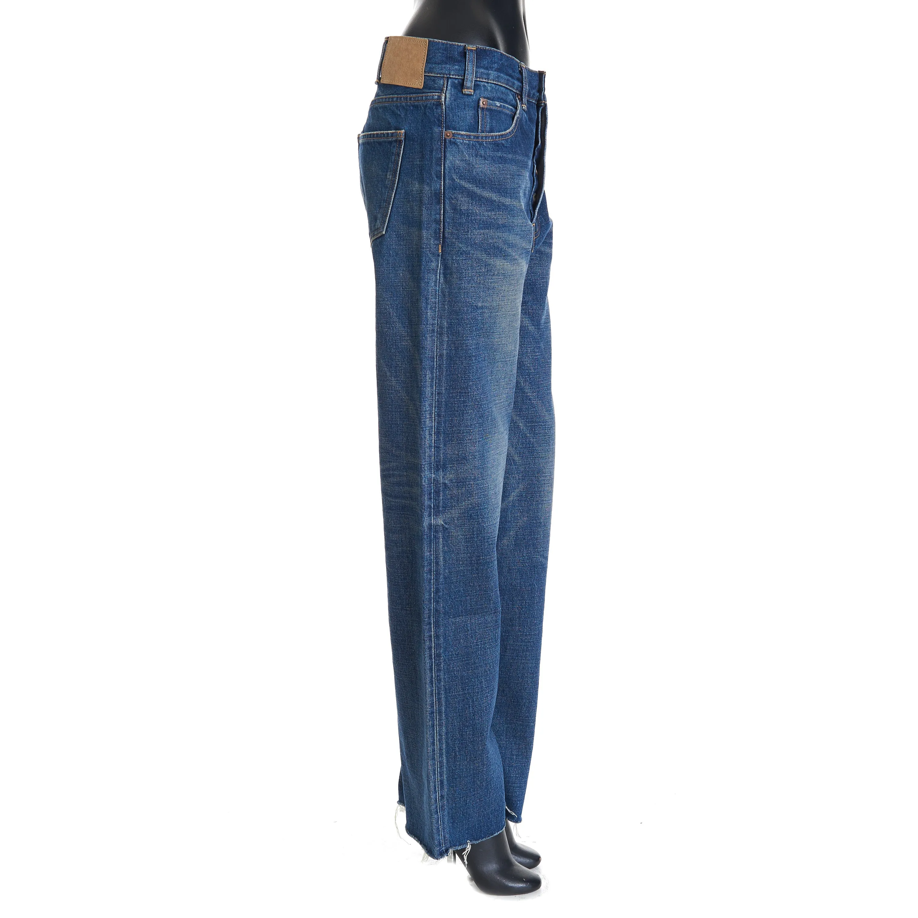 Polly Jeans In Dark Union Wash Denim With Raw Seams