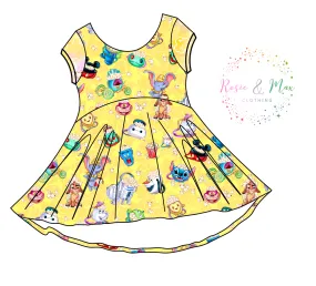 PREORDER -  Poppin' Down Mainstreet -  Luna Dress - Yellow Buckets