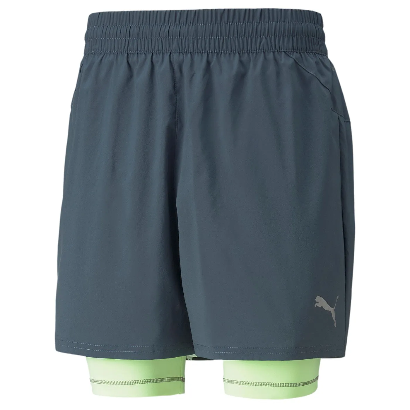 Puma Run 2IN1 5 racing sports shorts 521049-42 grey-acid green