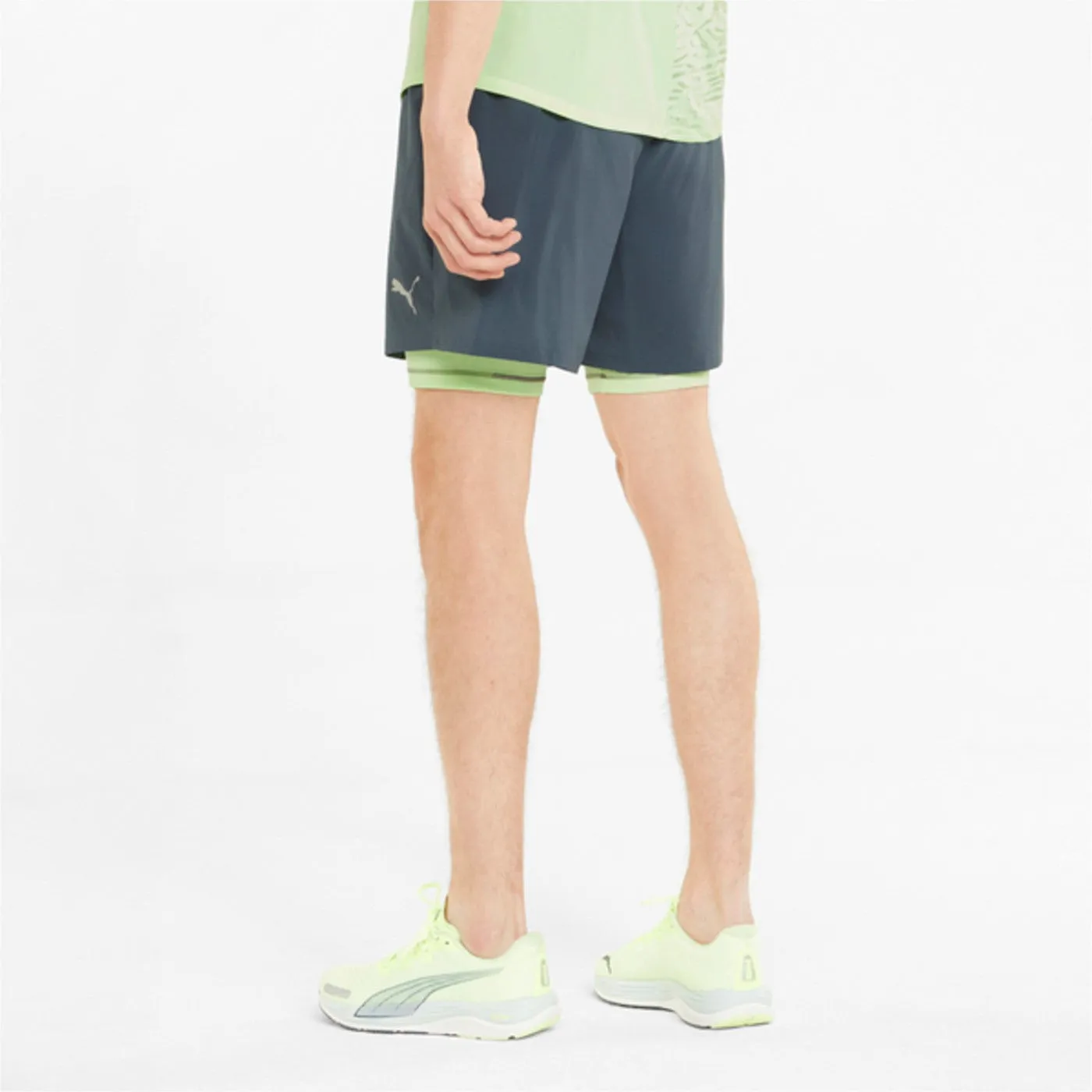 Puma Run 2IN1 5 racing sports shorts 521049-42 grey-acid green