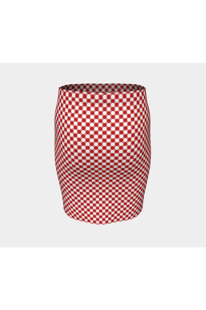 Red Checker Fitted Skirt