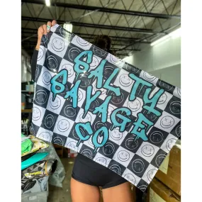 Salty Savage "Graffiti" | Vinyl Flag 3x2ft | Checkerboard/Teal