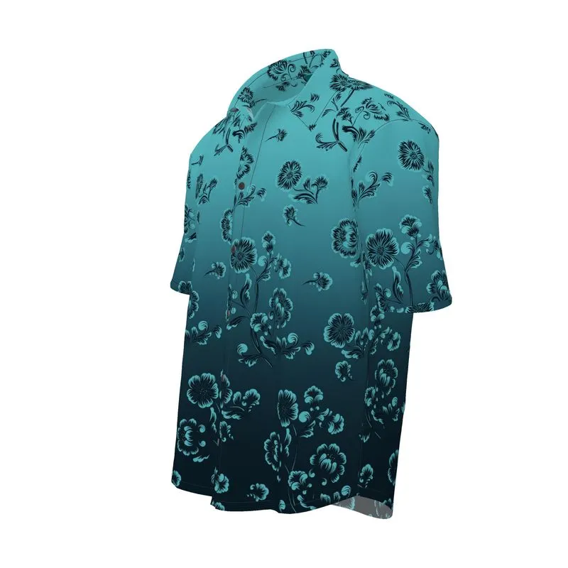 Seagreen Floral Mens Short Sleeve Shirt