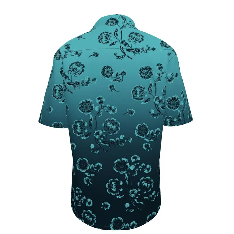 Seagreen Floral Mens Short Sleeve Shirt