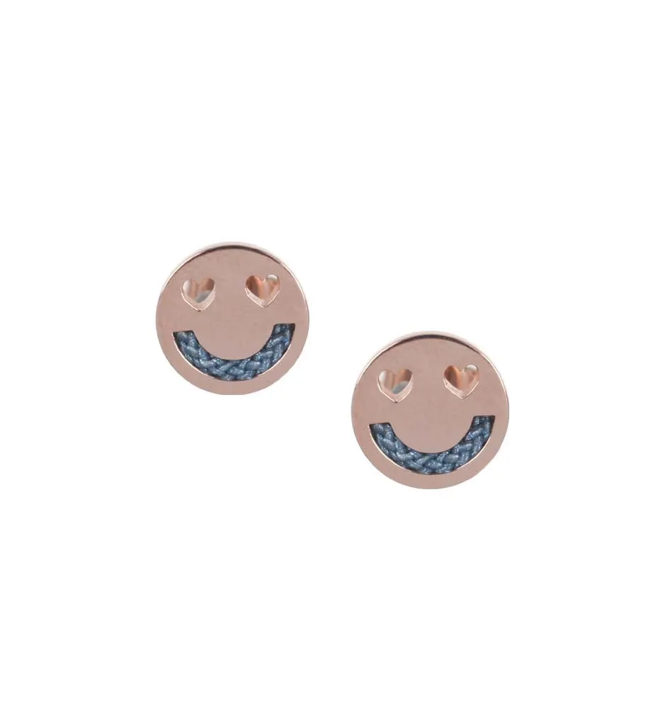 Smitten Rose Gold Studs, Dusky Blue