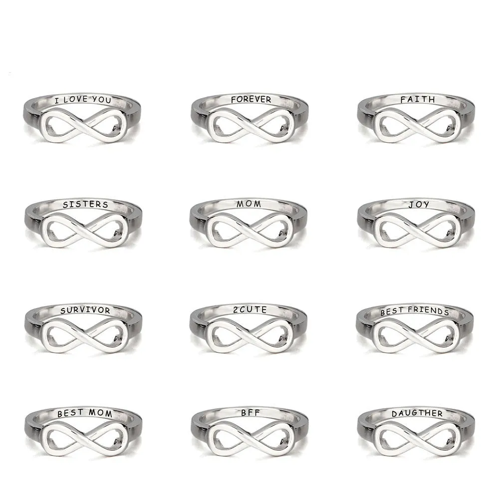 Sterling Silver Infinity Ring Engraved For Women