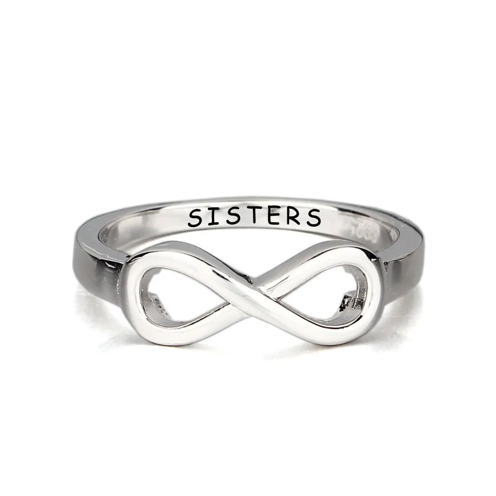 Sterling Silver Infinity Ring Engraved For Women