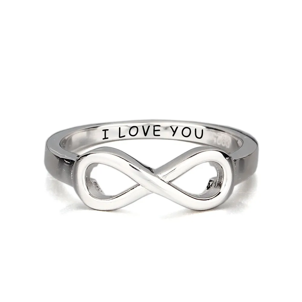 Sterling Silver Infinity Ring Engraved For Women