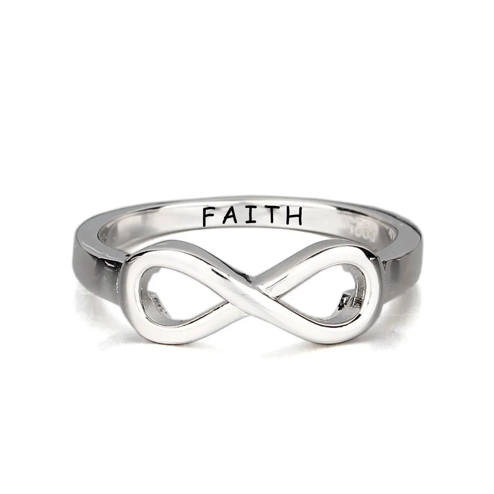 Sterling Silver Infinity Ring Engraved For Women