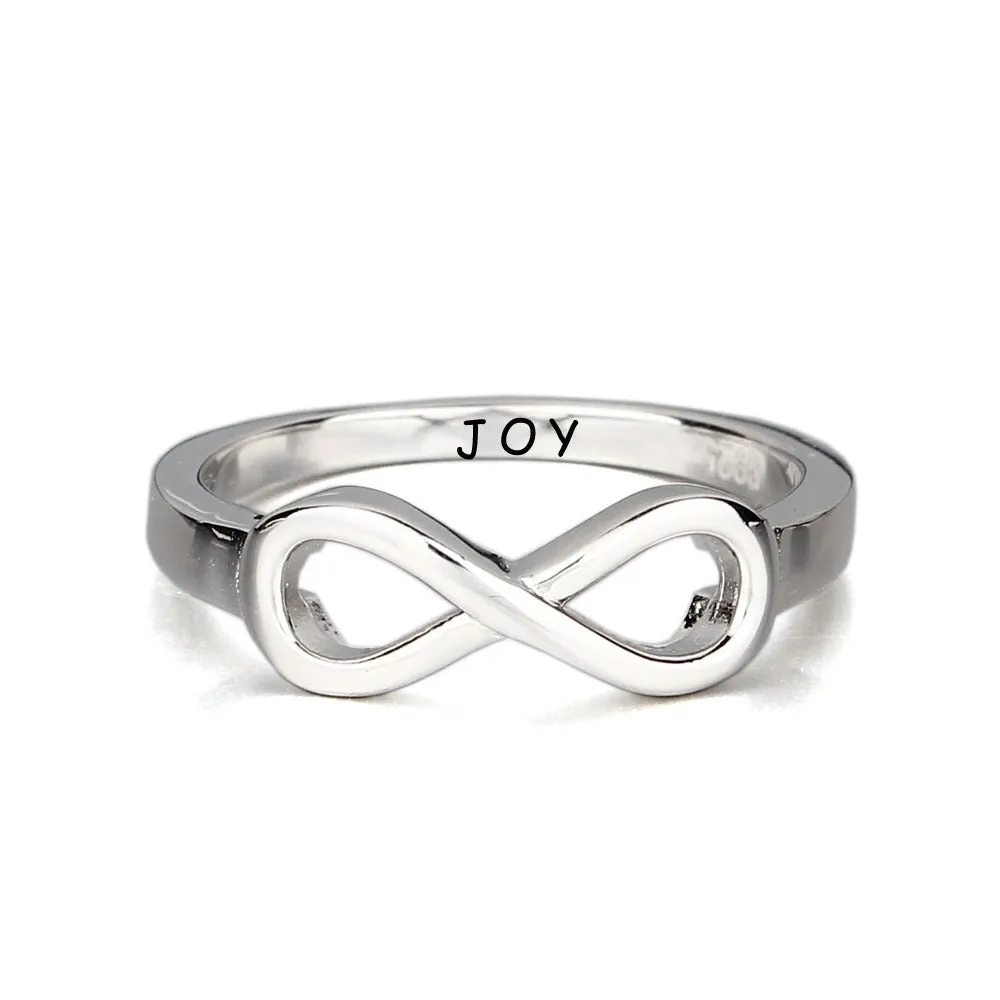 Sterling Silver Infinity Ring Engraved For Women