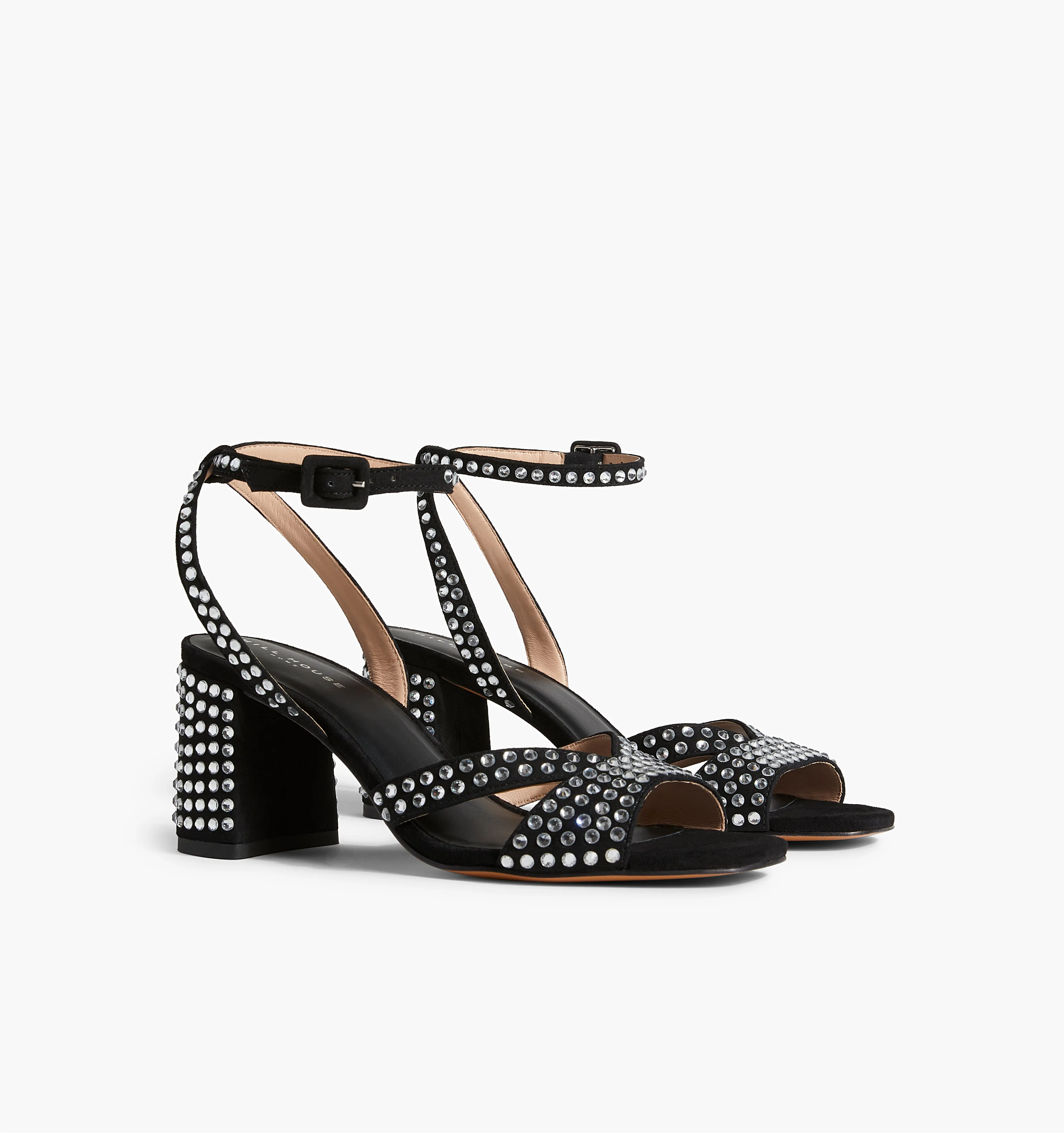 The Lafayette Sandal - Black Suede Rhinestone