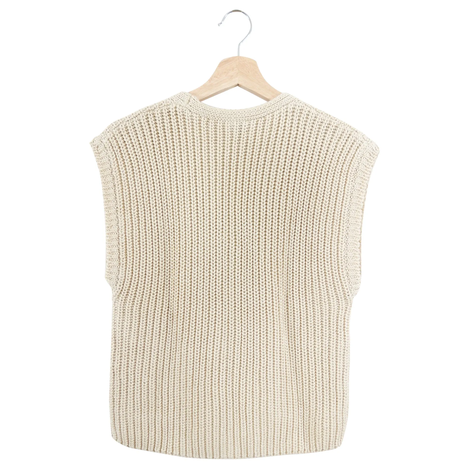 Toteme Beige Linen Cotton Knit Vest - S