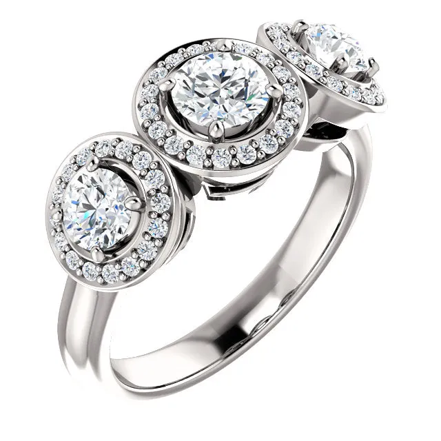 Triple Round Diamond Halo Setting for Round Center