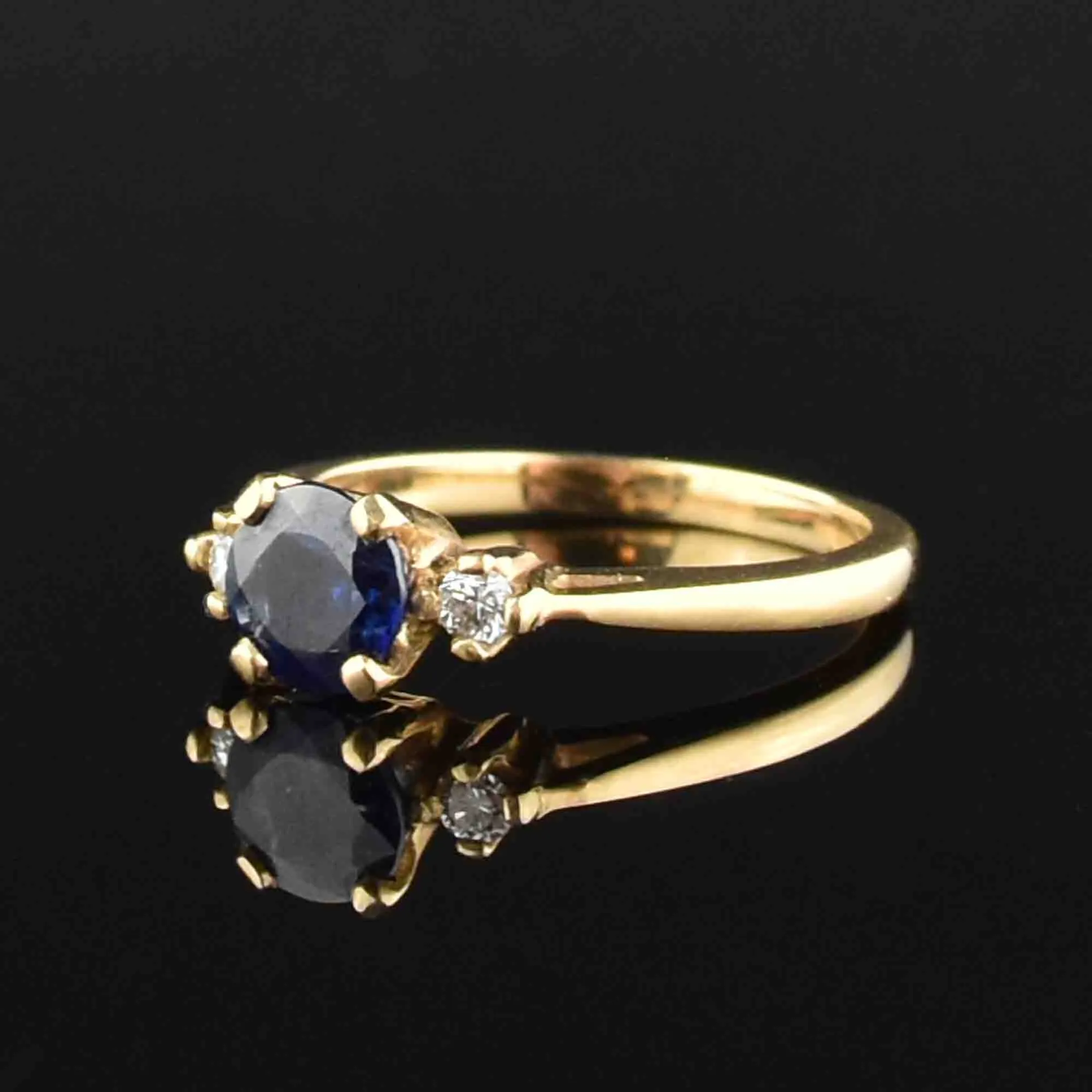 Vintage 14K Gold Diamond Sapphire Engagement Ring