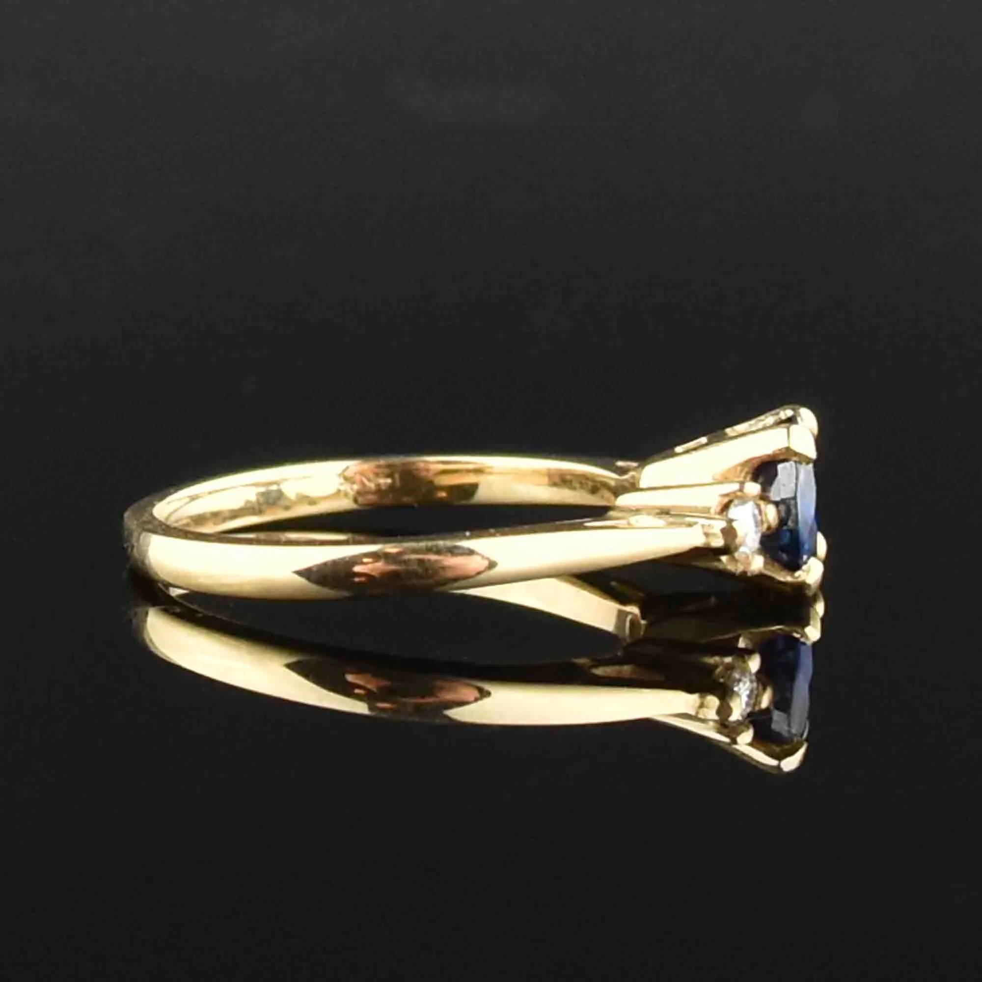 Vintage 14K Gold Diamond Sapphire Engagement Ring