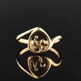 Vintage 14K Mother Baby Cutout Push Present Ring