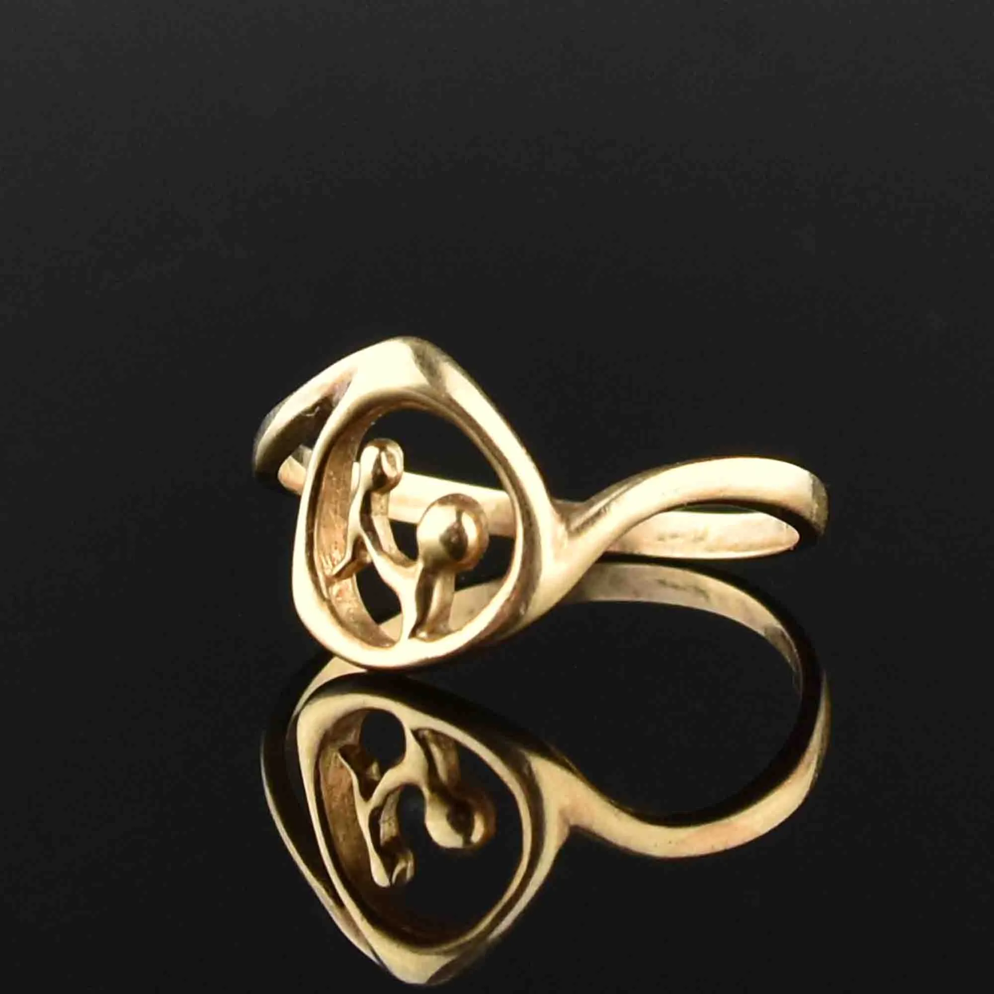 Vintage 14K Mother Baby Cutout Push Present Ring