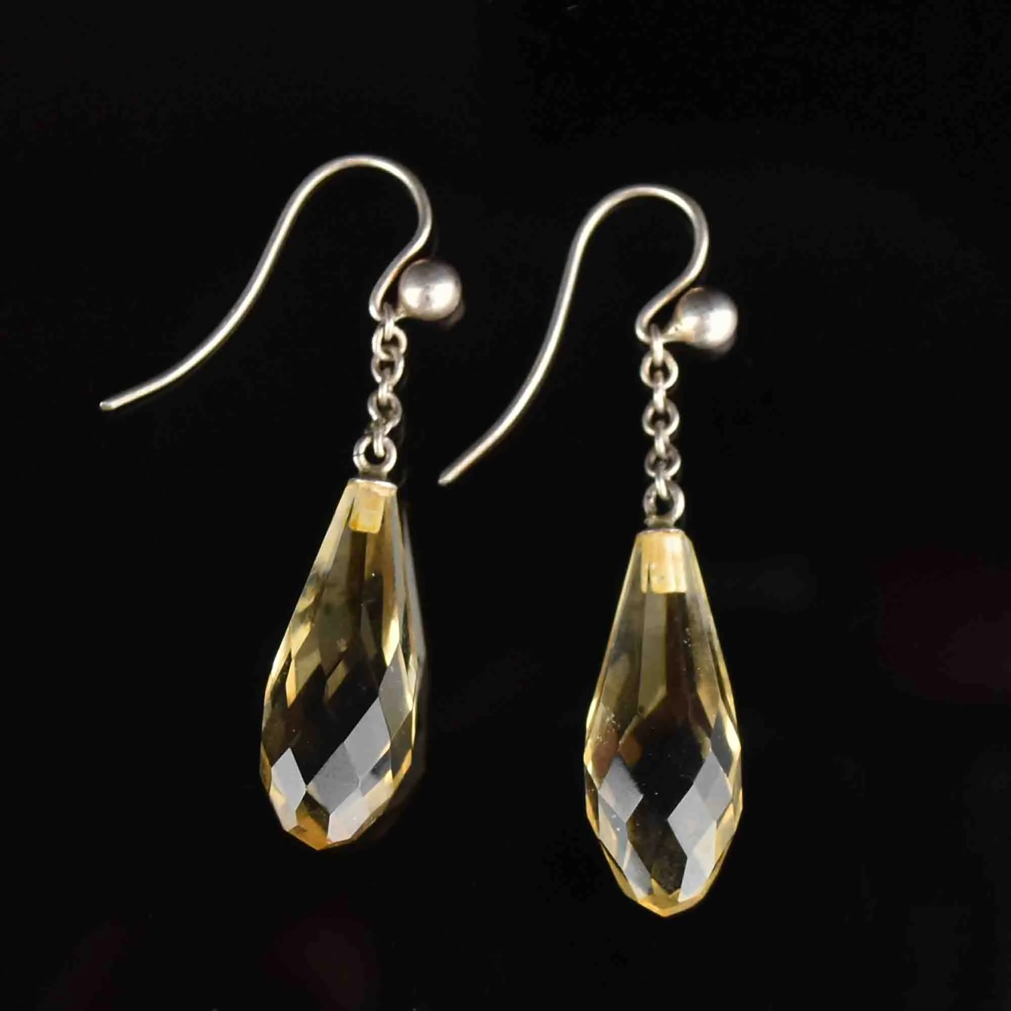 Vintage Art Deco Style Citrine Drop Earrings