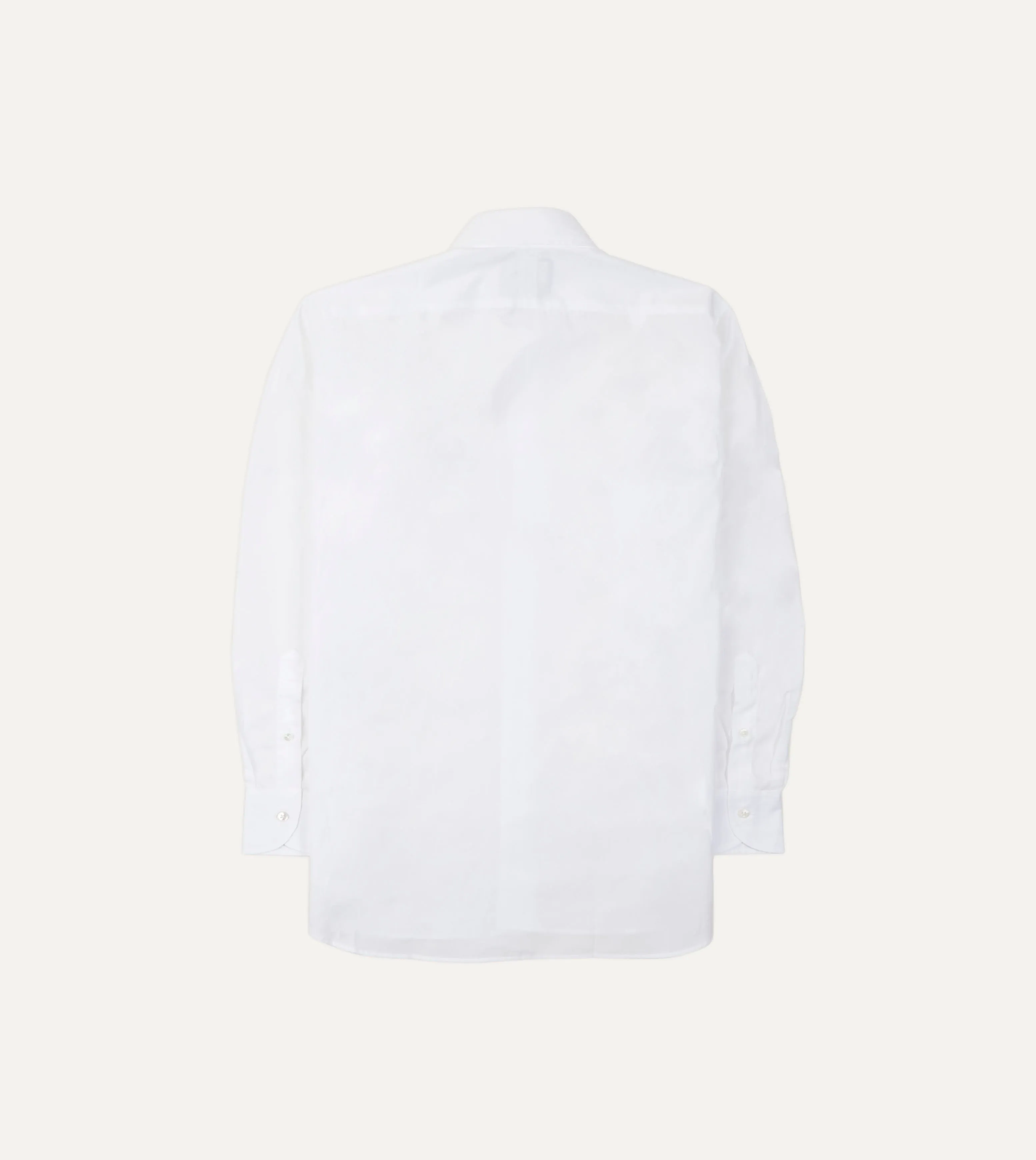 White Cotton Poplin Long Point Collar Shirt