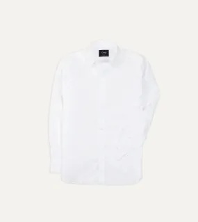 White Cotton Poplin Long Point Collar Shirt