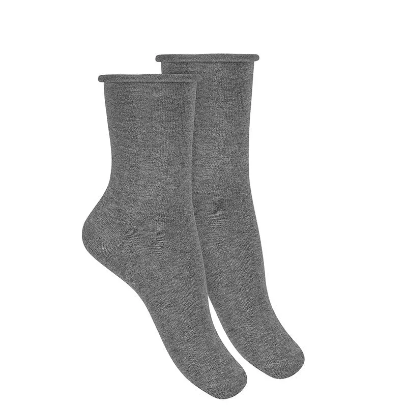 Woman rolled-cuff short socks LIGHT GREY