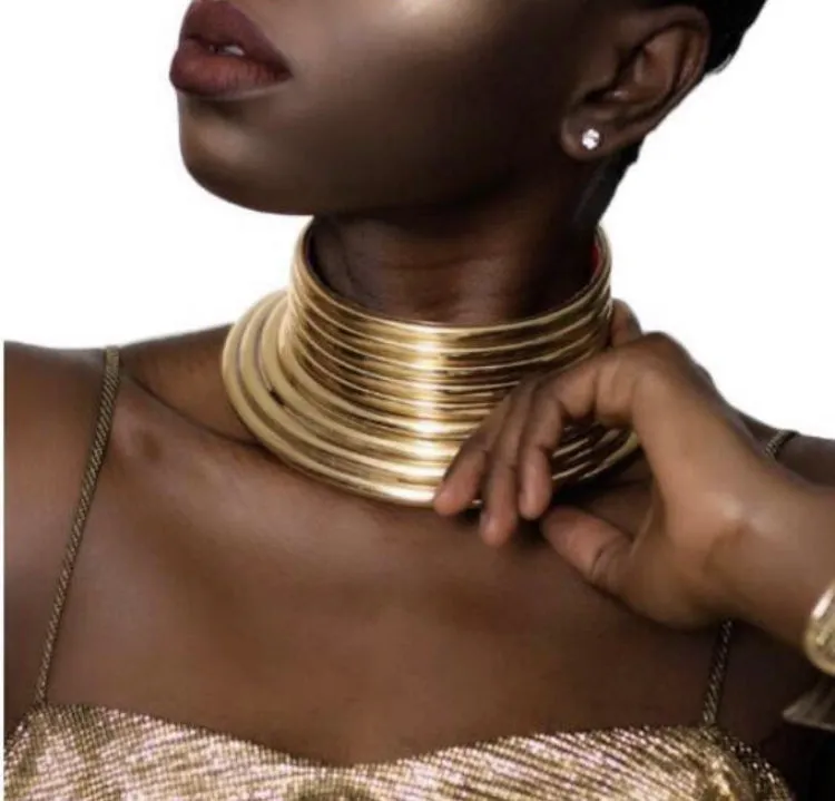 WOMEN GOLD AFRICAN STYLE NECKLACE BAND