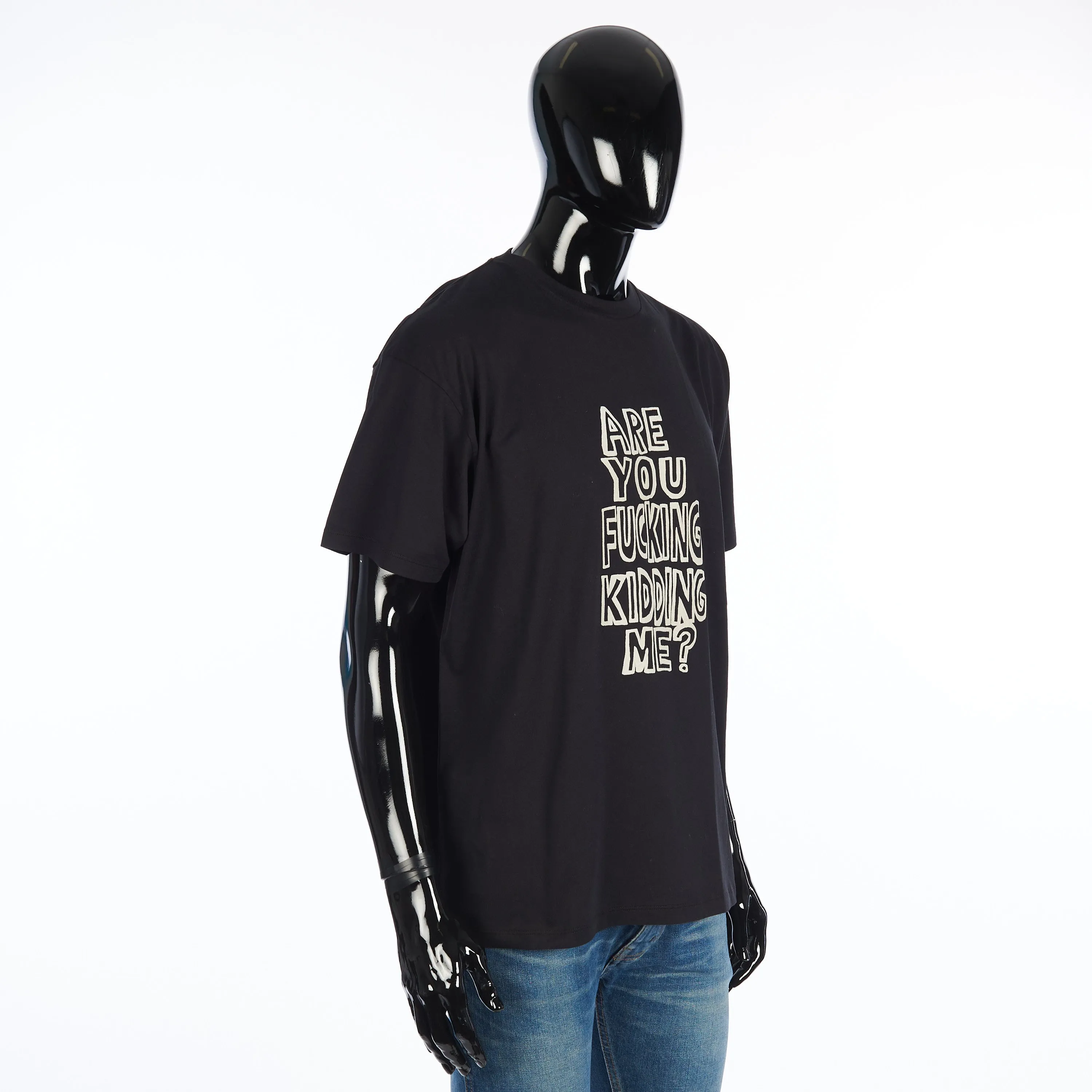 x AMY SILLMAN Loose Tshirt In Black Cotton With Artist Flocking