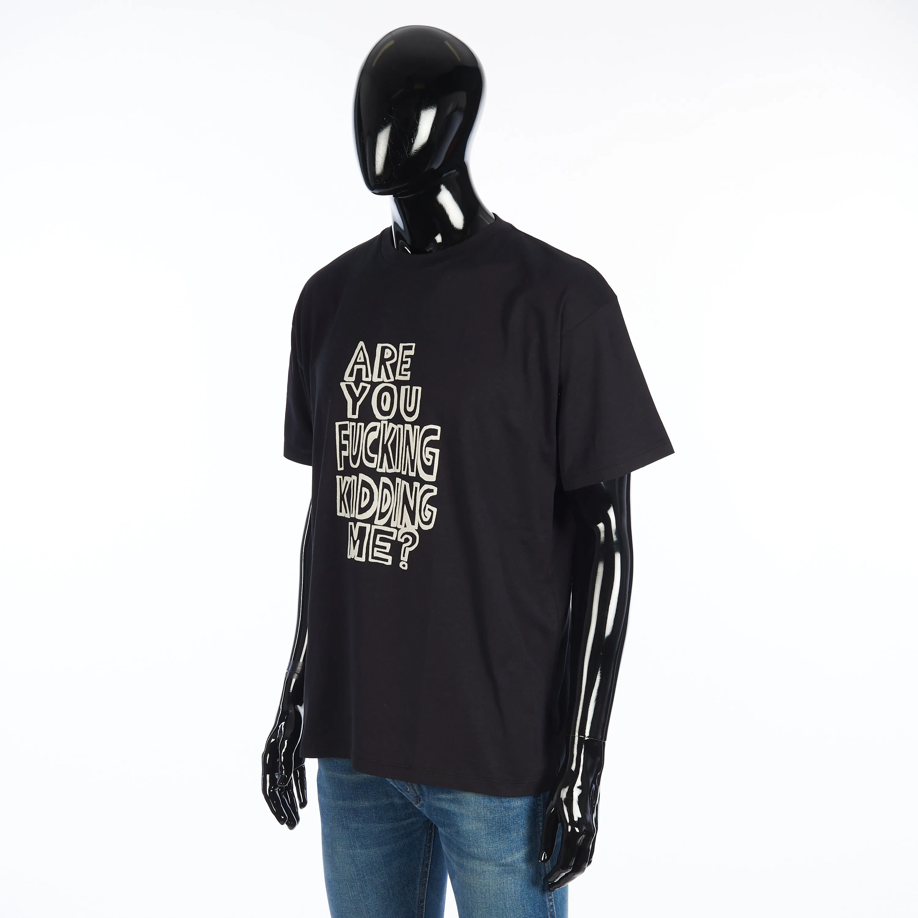 x AMY SILLMAN Loose Tshirt In Black Cotton With Artist Flocking