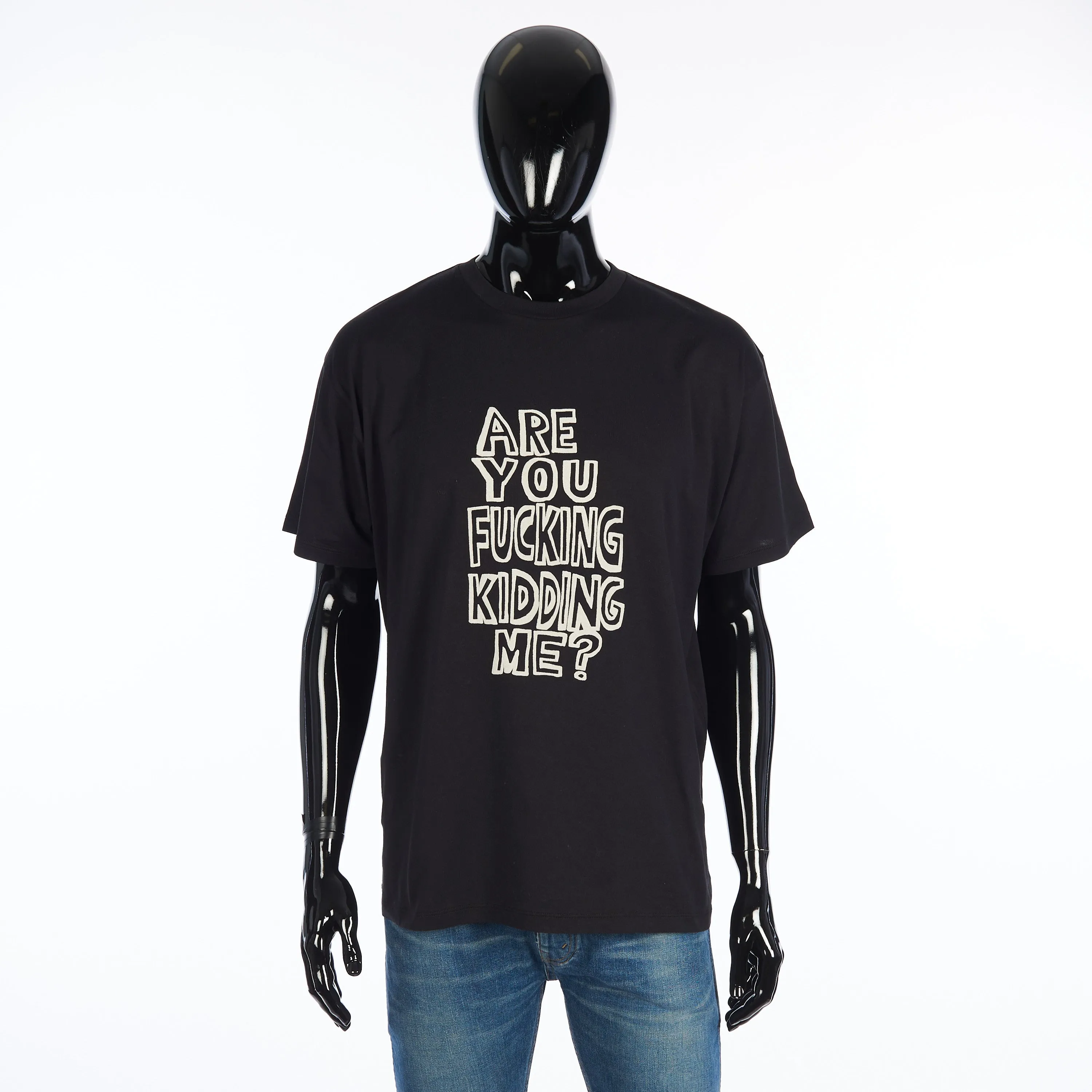 x AMY SILLMAN Loose Tshirt In Black Cotton With Artist Flocking