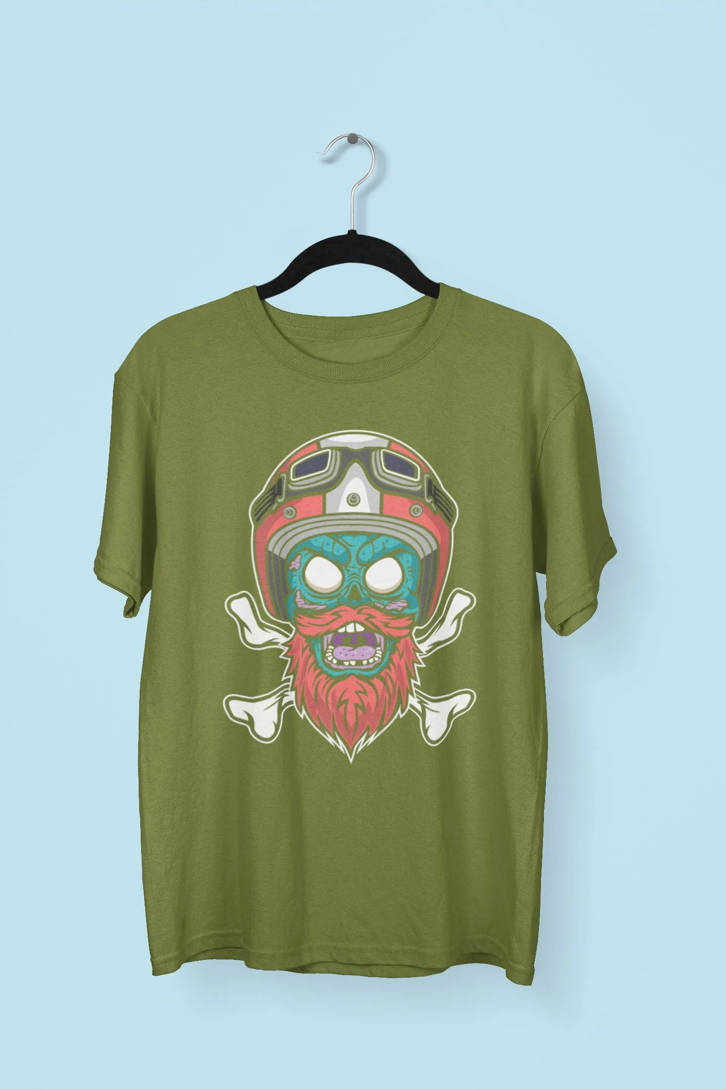 Zombie Biker printed on soft ring spun cotton