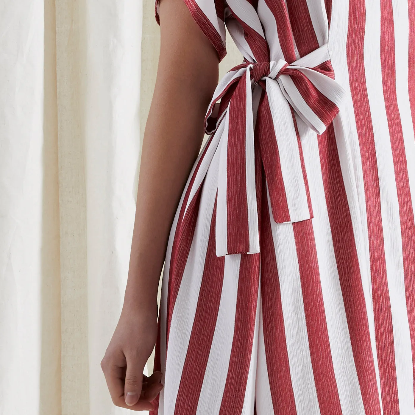 • SAMPLE • EVE DRESS ~ CONVERTIBLE ~ POMEGRANATE [ Red & White Striped, Waist Ties ]